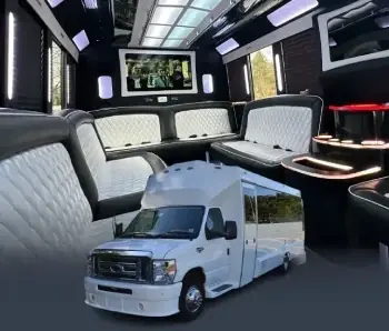 20 Passenger White Luxury Party Bus Thumbnail