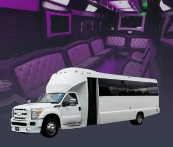 30 Passenger White Luxury Party Bus